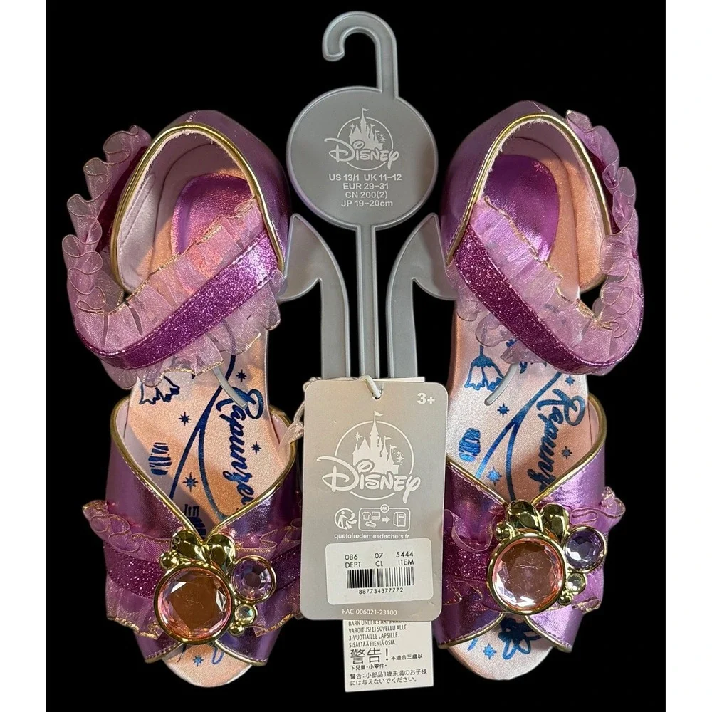 Disney Tangled Princess Rapunzel Costume Shoes Dress Up Girls Gem Sparkle 11/12